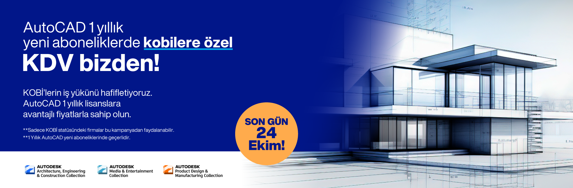 AutoCAD 1 yıllık yeni aboneliklerde kobilere özel KDV bizden !